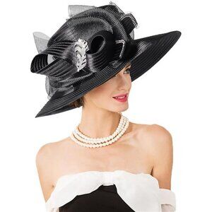 Women's Derby Church Dress Fascinator Wide Brim Hats Vintage Cloche Bowler Hat